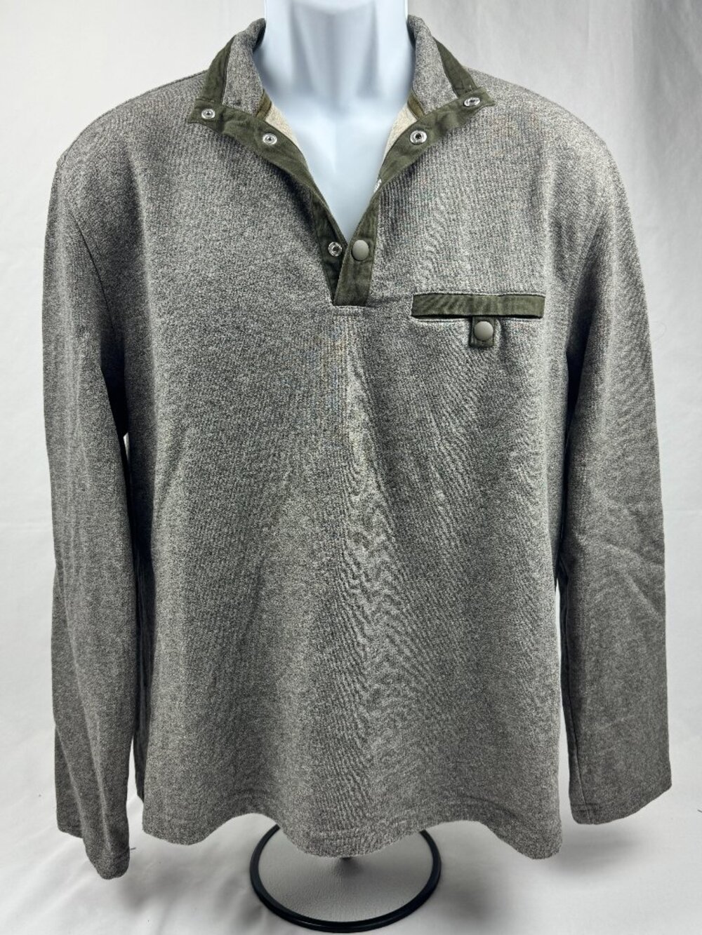 UNTUCKit Parkson Sweater Mens Size L 1/4 Snap Pocket Long Sleeve Pullover Gray